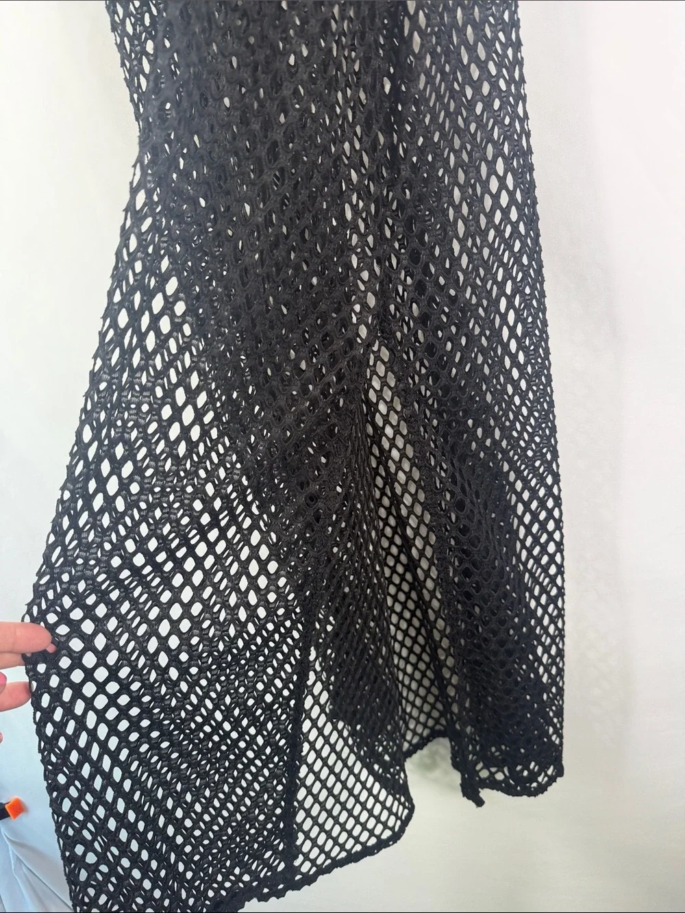 BECCA Black Mesh Midi Swim Cover-Up. Plus Size OX 14/16. NWT. Crochet Flowers